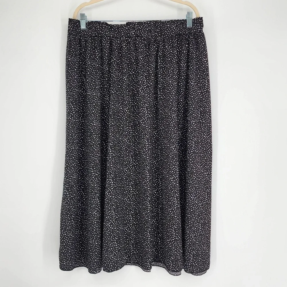 Womens Plus Pull On Flowy Midi Skirt 2XL Minimalist Casual Breathable Comfort